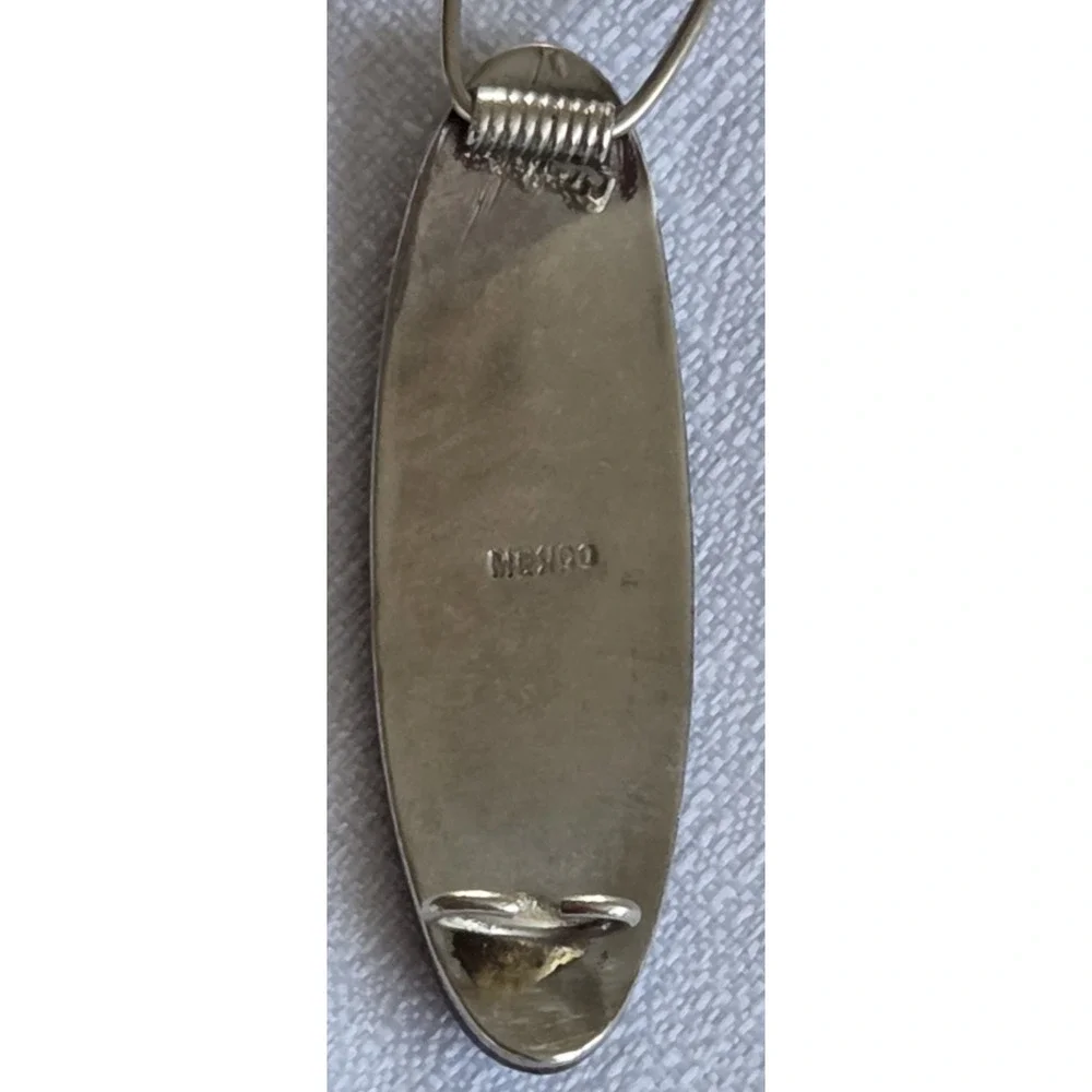 Vintage Mexico Silver Tone Abalone Inlay Barrette Women's Hair Clip Mid Century